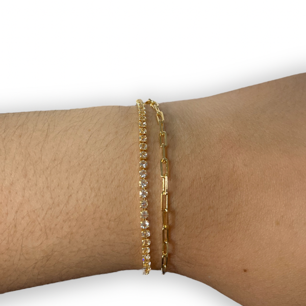 Pulseira Dupla Riviera e Cartier - Joia Banhada A Ouro 18K