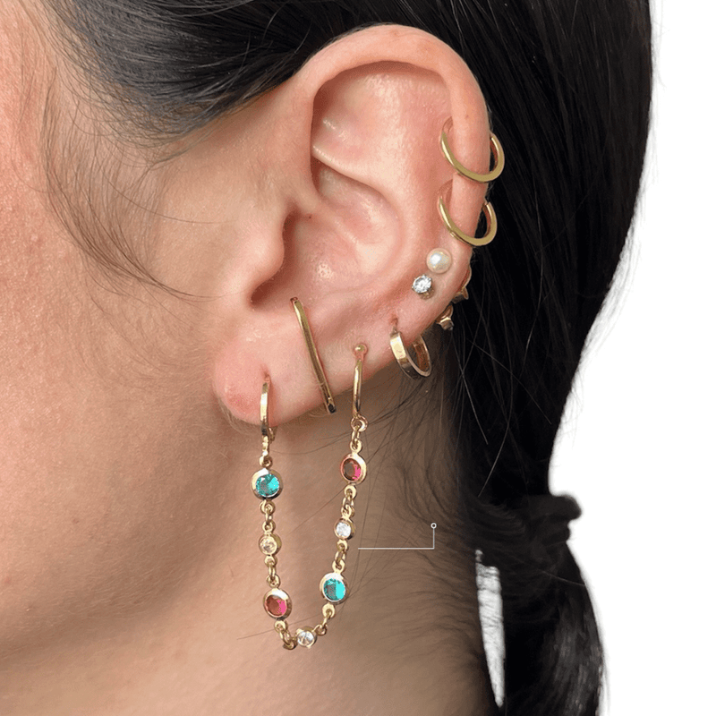 Earcuff Colorida - Joia Banhada a Ouro 18k