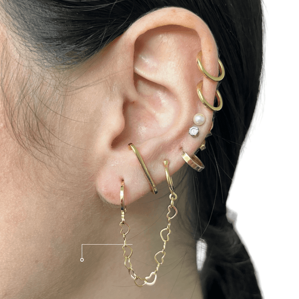 Earcuff de Elos de Coração - Joia Banhada a Ouro 18k